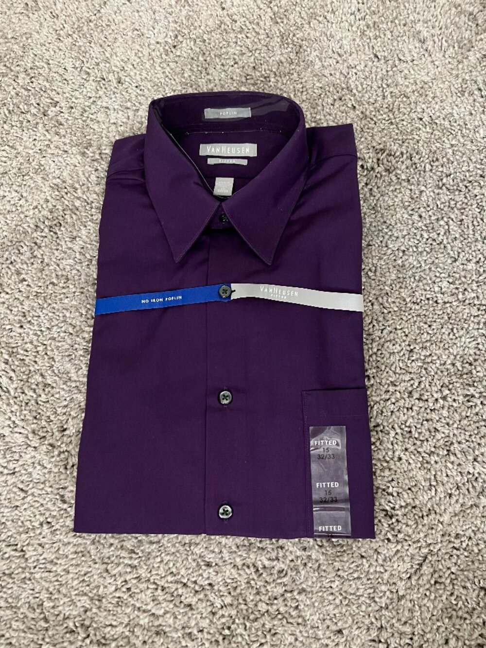 Van Heusen Dress Shirt Purple Velvet 15 32/33 NWT